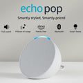 Amazon Echo Pop| Smart speaker with Alexa and Bluetooth| Full sound, balanced bass, crisp vocals| White